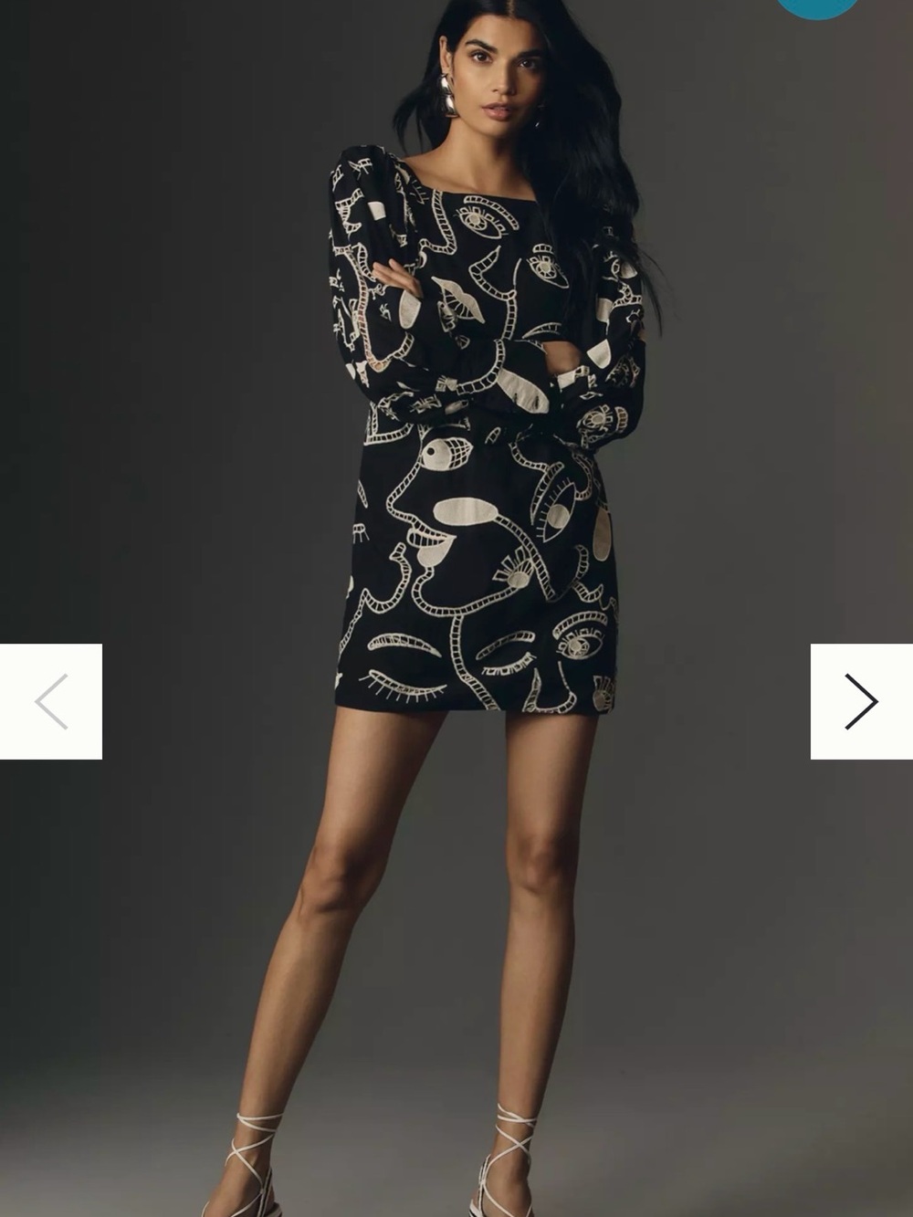 FARM Rio Richelieu Faces Long Sleeve Back Bow Mini Dress